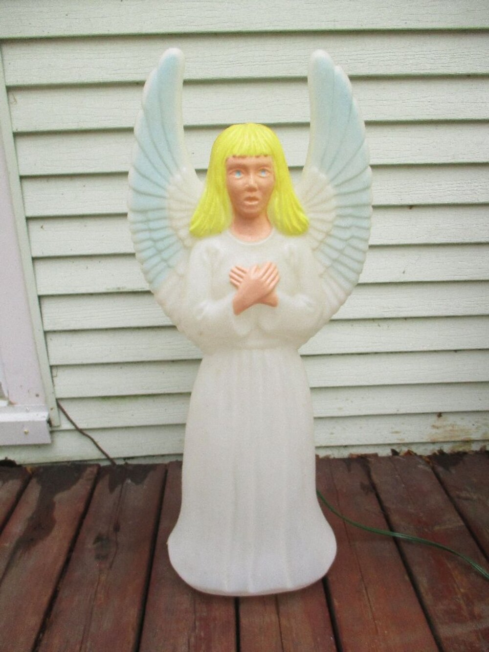 Vintage 1987 TPI Angel Blow Mold 30.5'' Tall Christmas Angle Blue Wings & Light